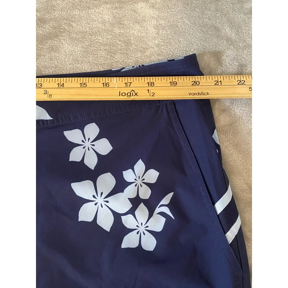 Lands' End Board Shorts Mens 40 Navy Blue Floral‎ Tropical Swim Trunks Stretch
